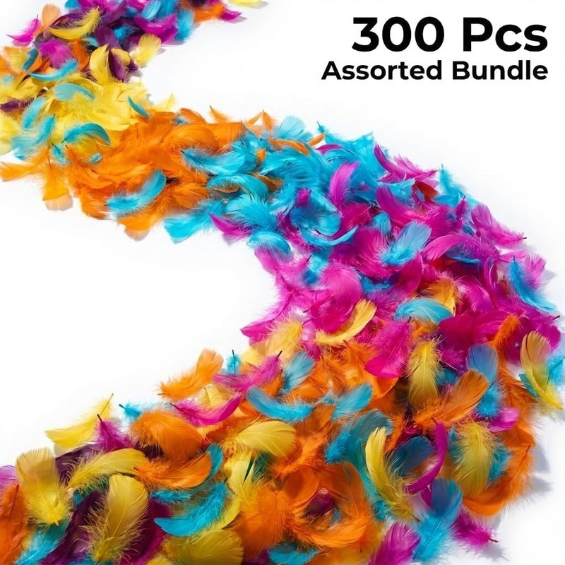 Lamar Feather 300pcs Colorful Feathers 2-3 Inches Bulk Feathers for Crafting, Dream Catcher Accessories, Art Projects, DIY Crafting, Handi Crafts, Party Decoration (Colorful) - Image 2